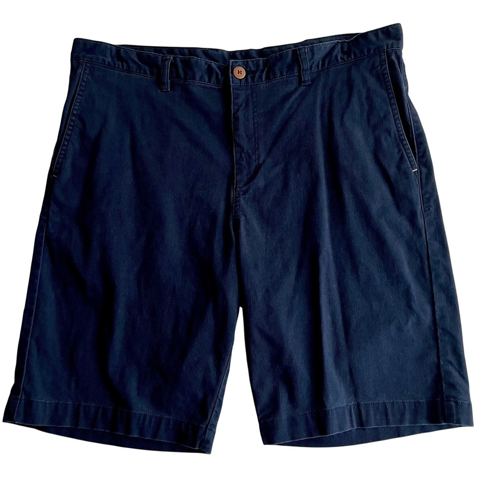 Tommy Bahama Men 36 Navy Blue Cotton Twill Stretch Chino Shorts Marlin Logo